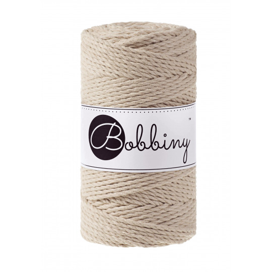 BOBBINY 3PLY MAKRAMEE-SCHNUR 3MM 100M BEIGE