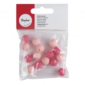 PERLINE IN SILICONE ROSA 12MM 16PEZZI