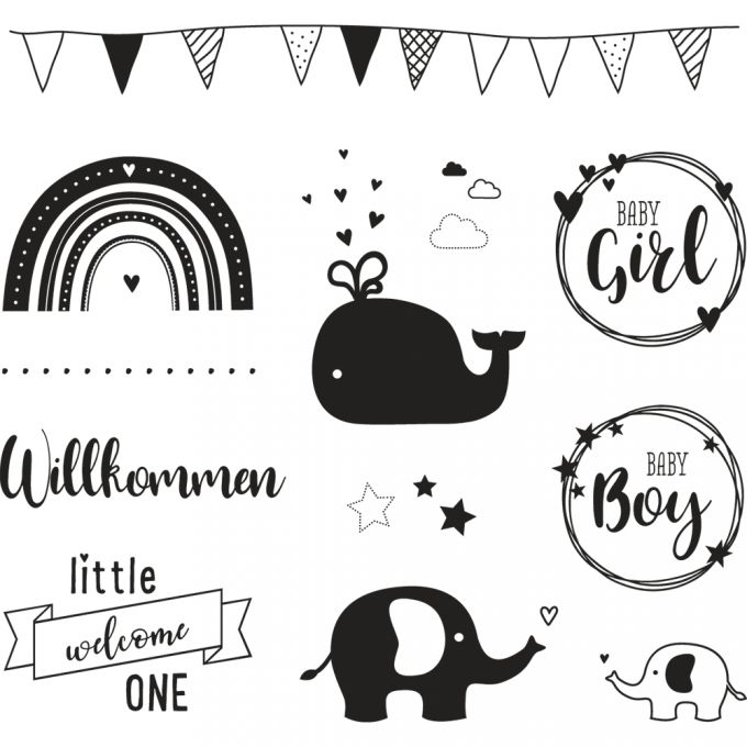 CLEAR STAMPS WILLKOMMEN BABY