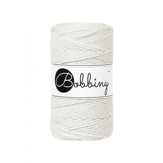 BOBBINY 3PLY MAKRAMEE-ROPE 3MM 100M OFF WHIT