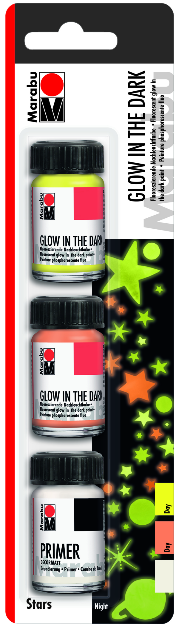 Marabu GLOW IN THE DARK Set STARS 3 X 15 ML