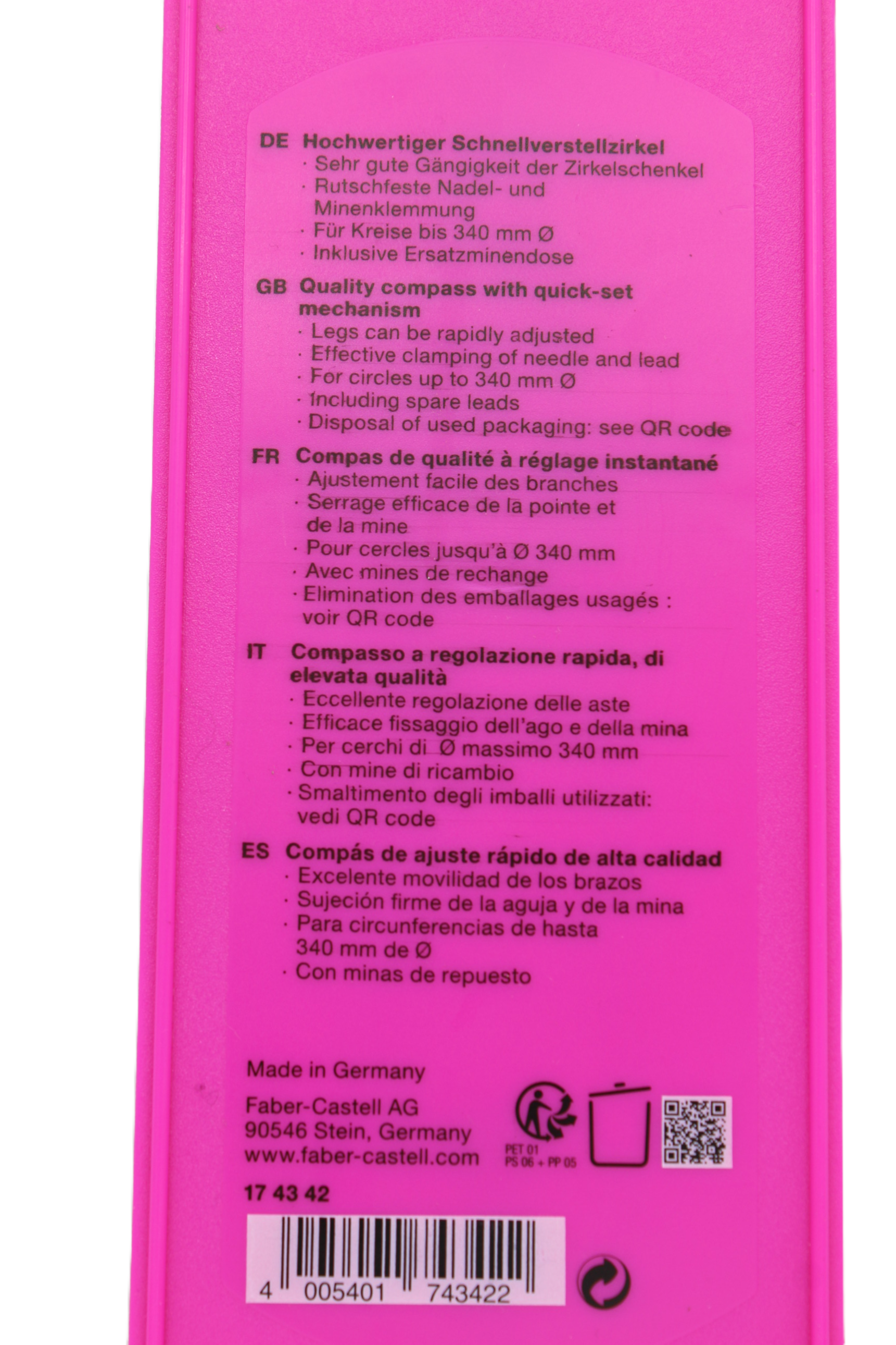 COMPASSO A REGOLAZIONE RAPIDA FABER- CASTELL FUCHSIA