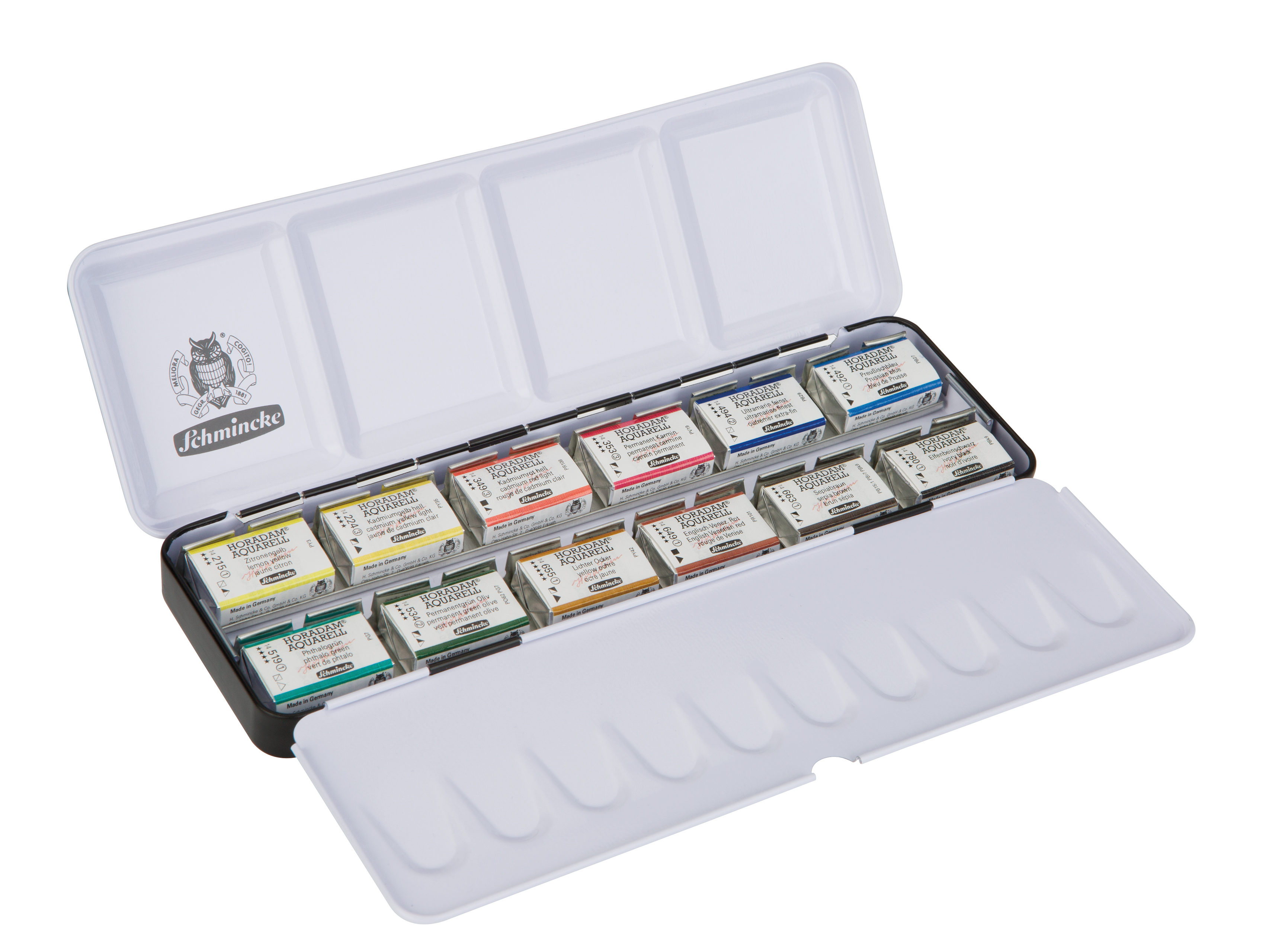 SCHMINCKE HORADAM®  ACQUARELLKASTEN - 12 FEINSTE KÜNSTLER AQUARELLFARBEN 74312