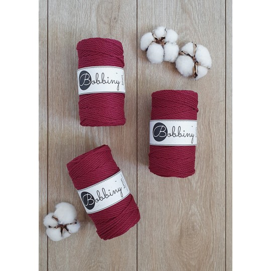 BOBBINY 3PLY MAKRAMEE-ROPE 3MM 100M WINE RED
