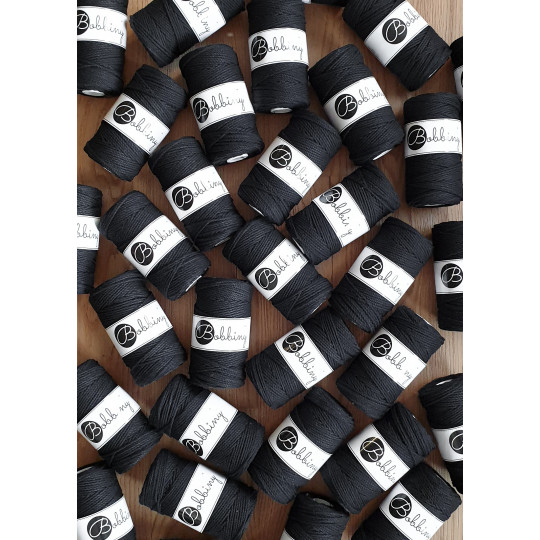 BOBBINY 3PLY MAKRAMEE-ROPE 3MM 100M SCHWARZ