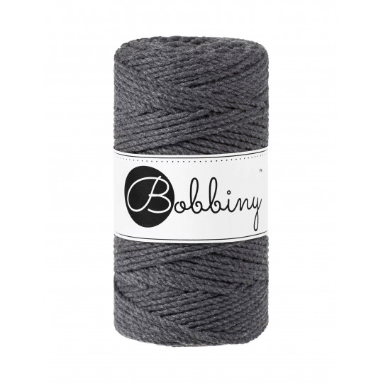 BOBBINY 3PLY MAKRAMEE-SCHNUR 3MM 100M CHARCOAL