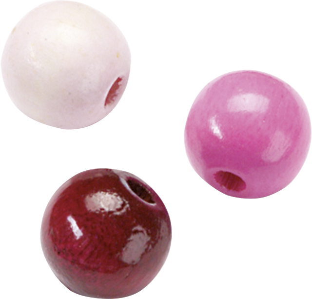 HOLZPERLEN 6MM 125 STÜCK LILA/PINK- MIX