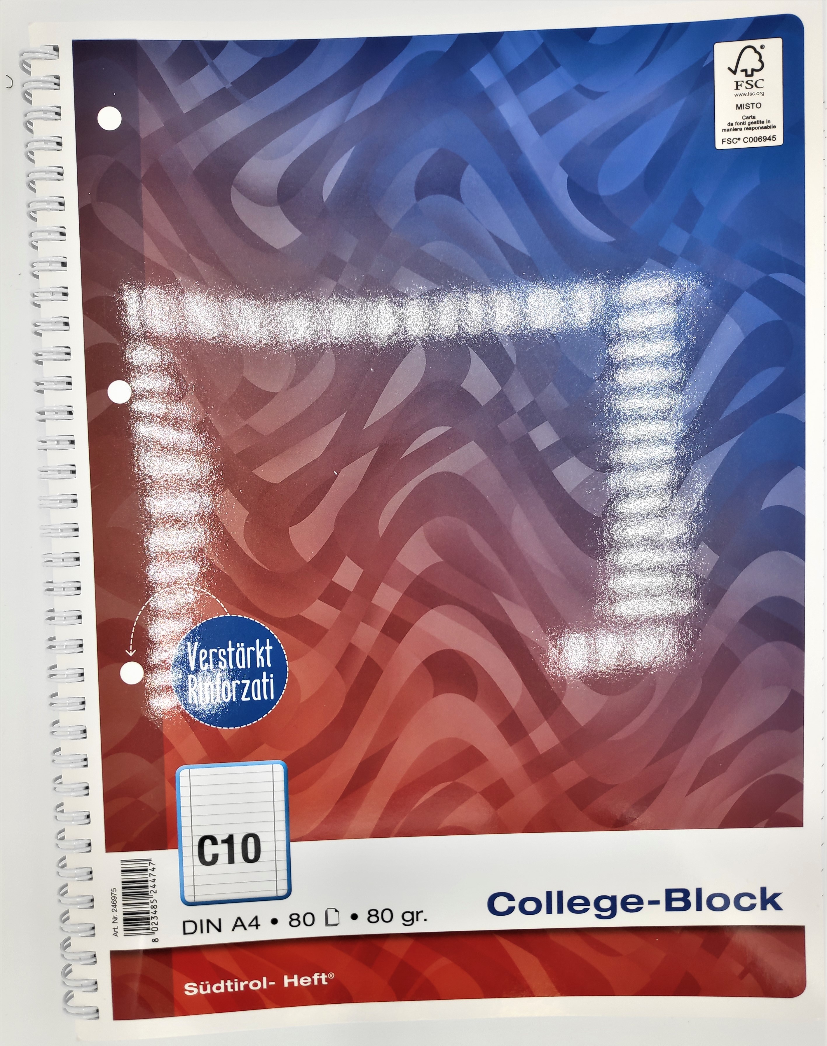 COLLEGEBLOCK A4 VERSTÄRKT LINIERT MIT RAND C10