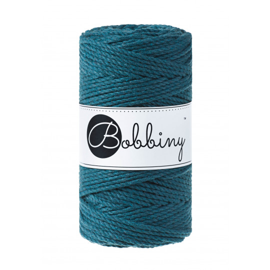 BOBBINY 3PLY MAKRAMEE-SCHNUR 3MM 100M PFAUENBLAU