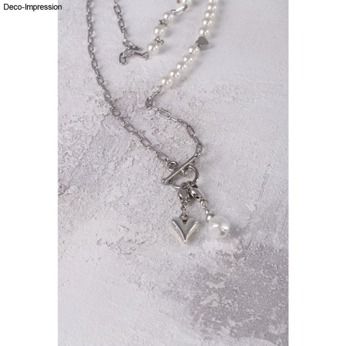 METALL CHARMS HERZ + DOPPELHERZ 11x16+10x18MM SILBER