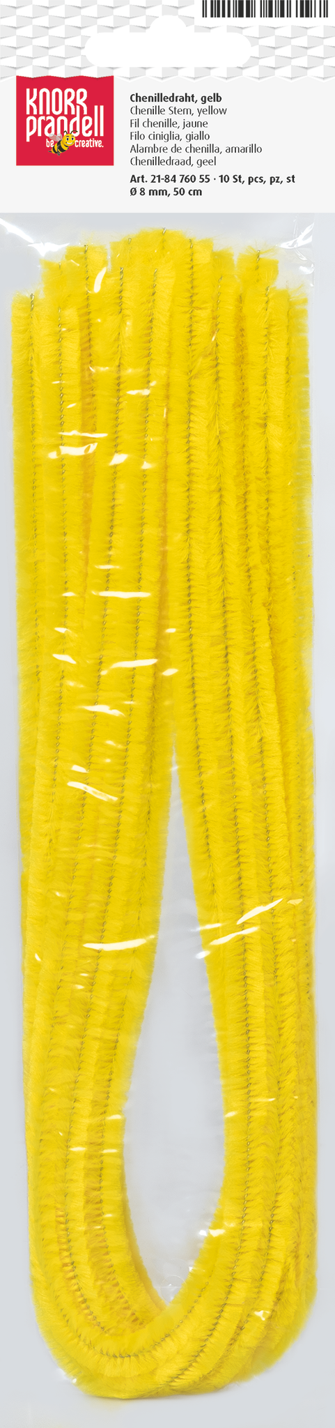 CHENILLEDRAHT 50CM Ø 8MM ZITRONENGELB 
