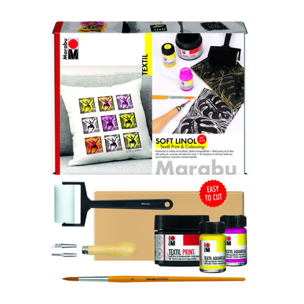 MARABU SOFT LINOL TEXTIL PRINT & COLOURING SET