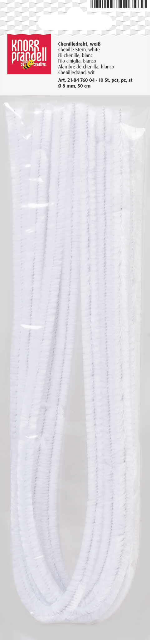 CHENILLEDRAHT 50CM Ø 8CM WEIß 