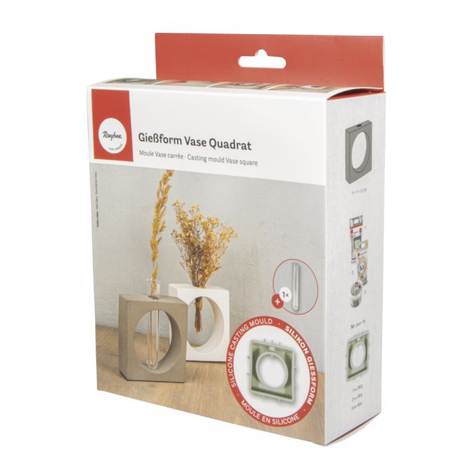 SILIKON GIEßFORM VASE QUADRAT MIT KREIS 