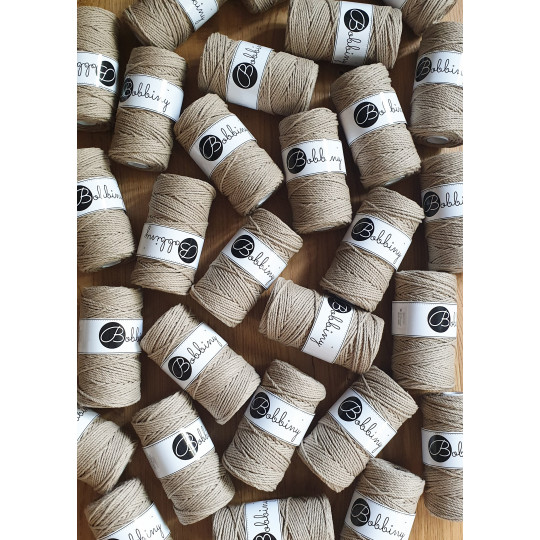 BOBBINY 3PLY MAKRAMEE-SCHNUR 3MM 100M SAND