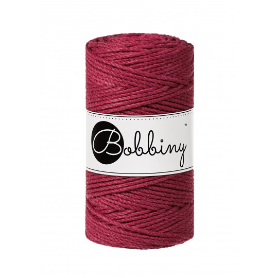 BOBBINY 3PLY MAKRAMEE-SCHNUR 3MM 100M WINE RED