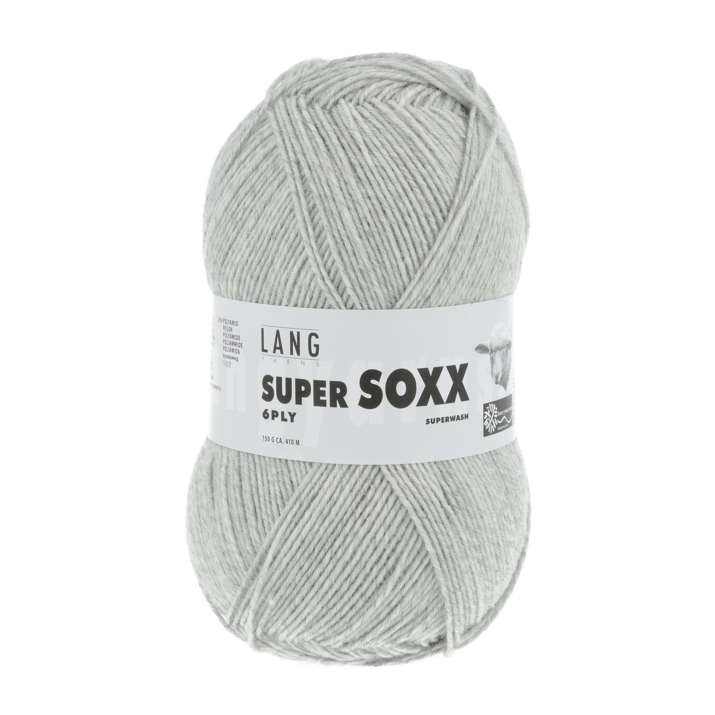 LANG SUPER SOXX 6PLY 023 GRIGIO CHIARO 150GR 