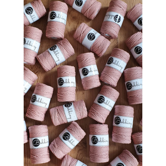 BOBBINY 3PLY MAKRAMEE-ROPE 3MM 100M ROSENQUARZ