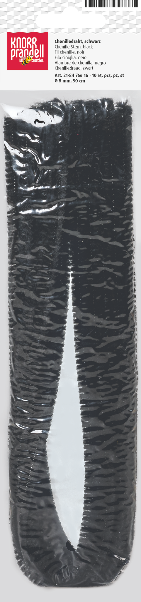 CHENILLEDRAHT 50CM Ø 8CM SCHWARZ