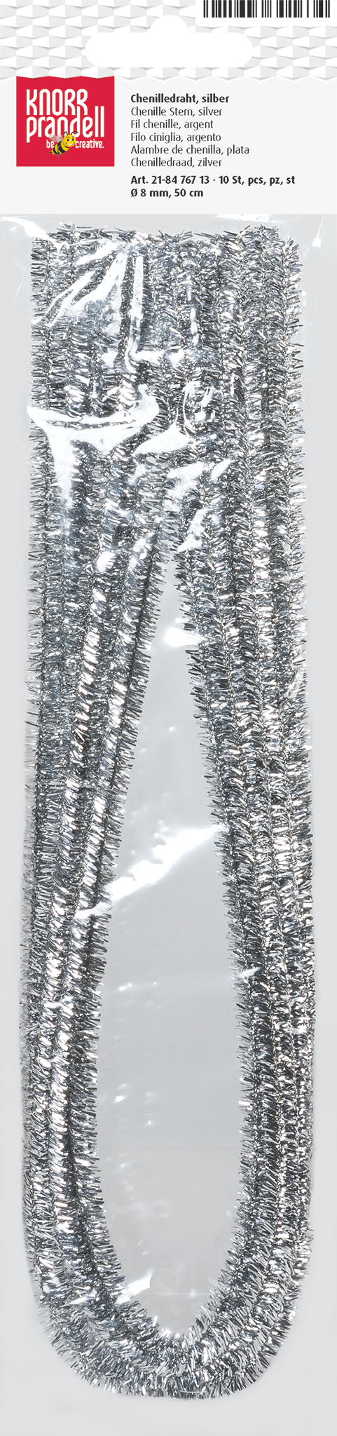 CHENILLEDRAHT 50CM Ø 8CM SILBER 